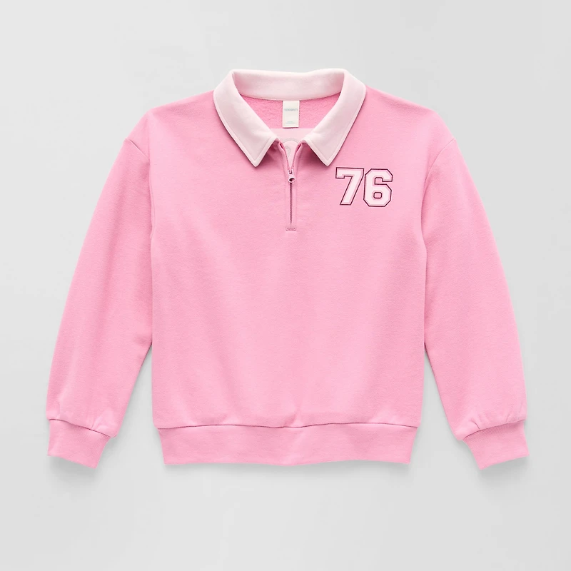 Thereabouts Little & Big Kid Girls Long Sleeve Fleece Casual Quarter-Zip Pullover