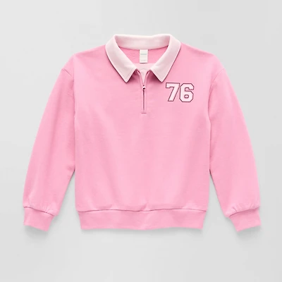 Thereabouts Little & Big Kid Girls Long Sleeve Fleece Casual Quarter-Zip Pullover
