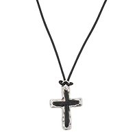 Mens Sterling Silver Cross 24 Inch Pendant Necklace