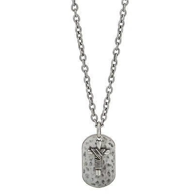 Mens Dog Tag 22 Inch Pendant Necklace