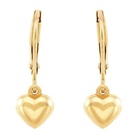 Girls 10K Gold Heart Drop Earrings
