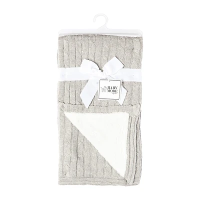 3 Stories Trading Company Cable Knit Sherpa Baby Blanket