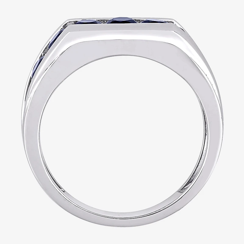 Mens Lab Created Blue Sapphire Sterling Silver Fashion Ring
