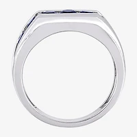 Mens Lab Created Blue Sapphire Sterling Silver Fashion Ring