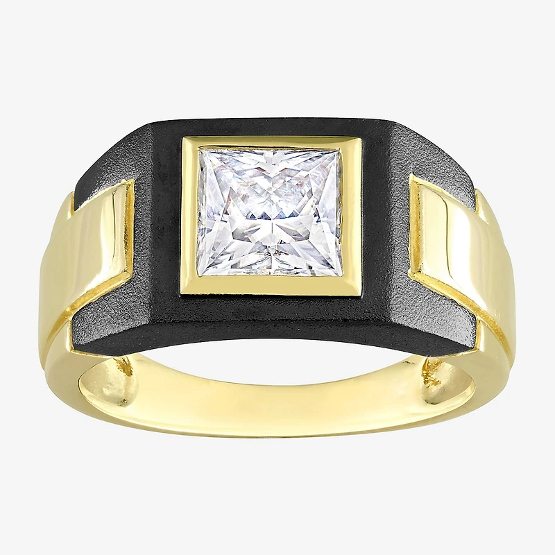 Mens 2 CT. T.W. Lab Created White Moissanite 18K Gold Over Silver Fashion Ring