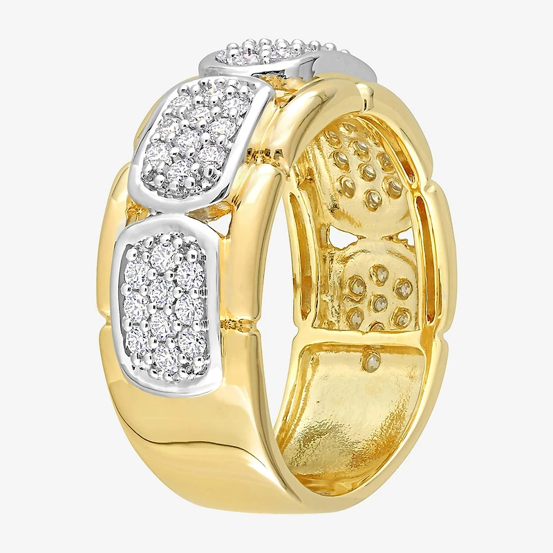 Mens White Moissanite 18K Two Tone Gold Over Silver Fashion Ring