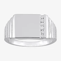Mens 1/10 CT. T.W. Natural White Diamond Sterling Silver Fashion Ring