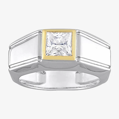 Mens 1 1/5 CT. T.W. Lab Created White Moissanite 18K Two Tone Gold Over Silver Fashion Ring