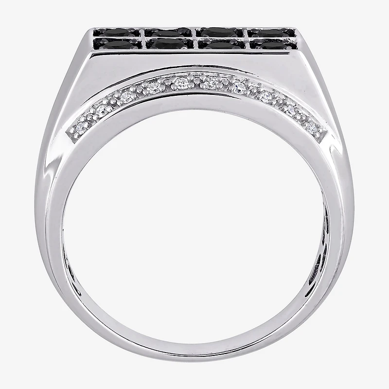 Mens 1 CT. T.W. Natural Black Diamond Sterling Silver Fashion Ring