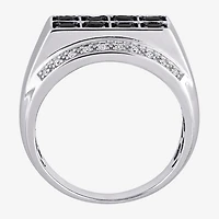 Mens 1 CT. T.W. Natural Black Diamond Sterling Silver Fashion Ring