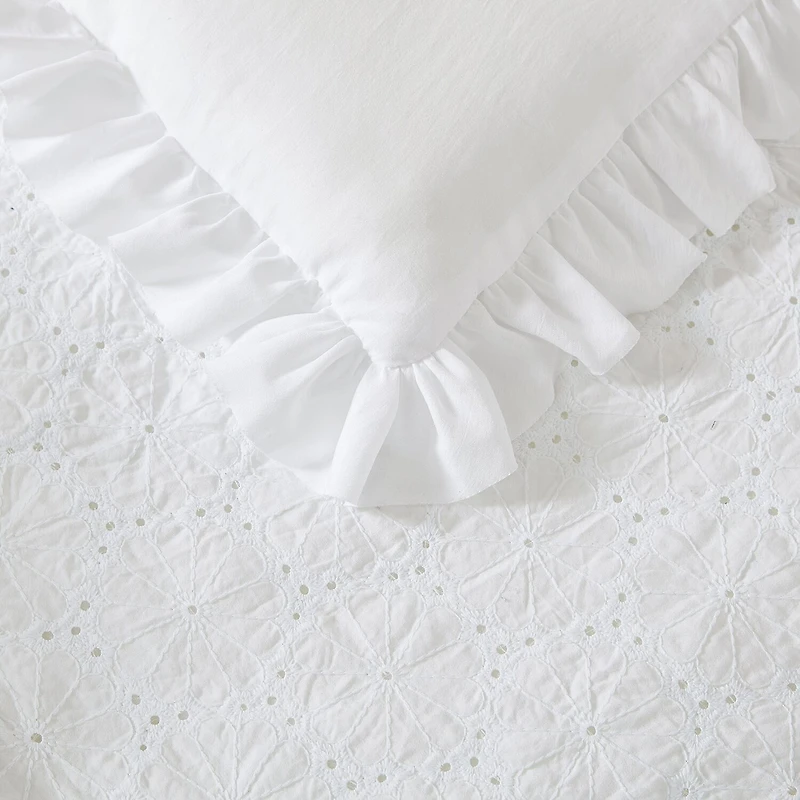 Laura Ashley Eyelet Ruffle Midweight Comforter Set