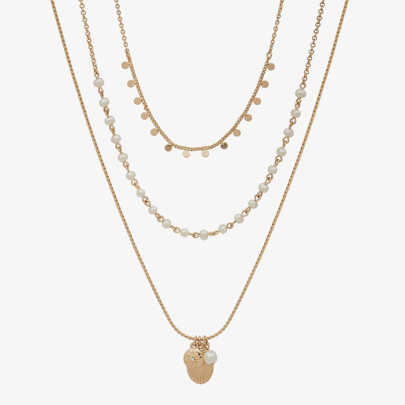a.n.a Gold Tone Womens White 16 Inch Strand Necklace