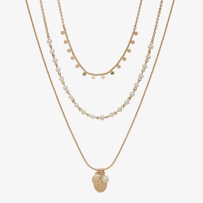 a.n.a Gold Tone Womens White 16 Inch Strand Necklace
