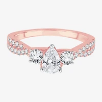 Love Lives Forever (H-I / Si1-Si2) Womens CT. T.W. Lab Grown White Diamond 10K Gold Pear 3-Stone Engagement Ring