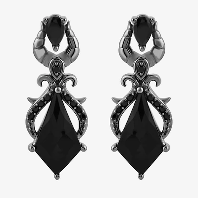 Enchanted Disney Fine Jewelry Villains Womens 1/6 CT. T.W. Natural Black Diamond Sterling Silver Maleficent Sleeping Beauty Drop Earrings