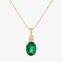 Gemstone 10K Gold Oval Pendant Necklace