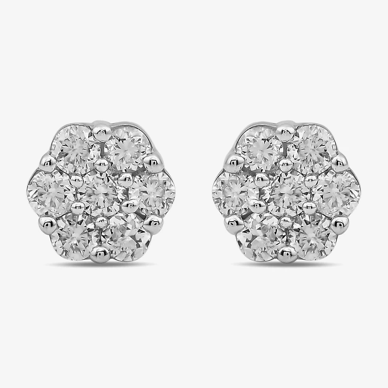 Diamond Blossom 1/10 CT. T.W. Lab Grown White 10K Gold 3.7mm Flower Stud Earrings