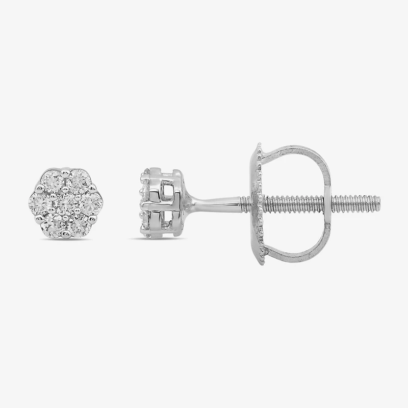 Diamond Blossom 1/10 CT. T.W. Lab Grown White 10K Gold 3.7mm Flower Stud Earrings
