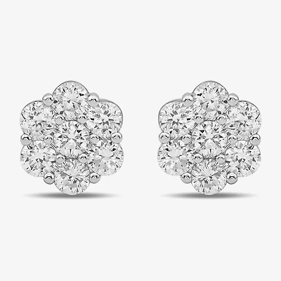 Diamond Blossom 1 CT. T.W. Lab Grown White 10K or Yellow Gold 8.2mm Flower Stud Earrings
