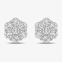 Diamond Blossom 1 CT. T.W. Lab Grown White 10K or Yellow Gold 8.2mm Flower Stud Earrings