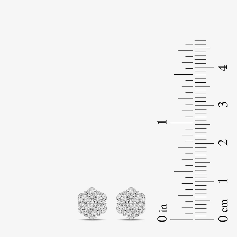 Diamond Blossom 1 CT. T.W. Lab Grown White 10K or Yellow Gold 8.2mm Flower Stud Earrings