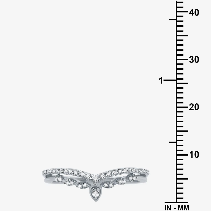 I Said Yes (H-I / I1) 1/5 CT. T.W. Lab Grown White Diamond Sterling Silver or 14K Gold Over Chevron Wedding Band