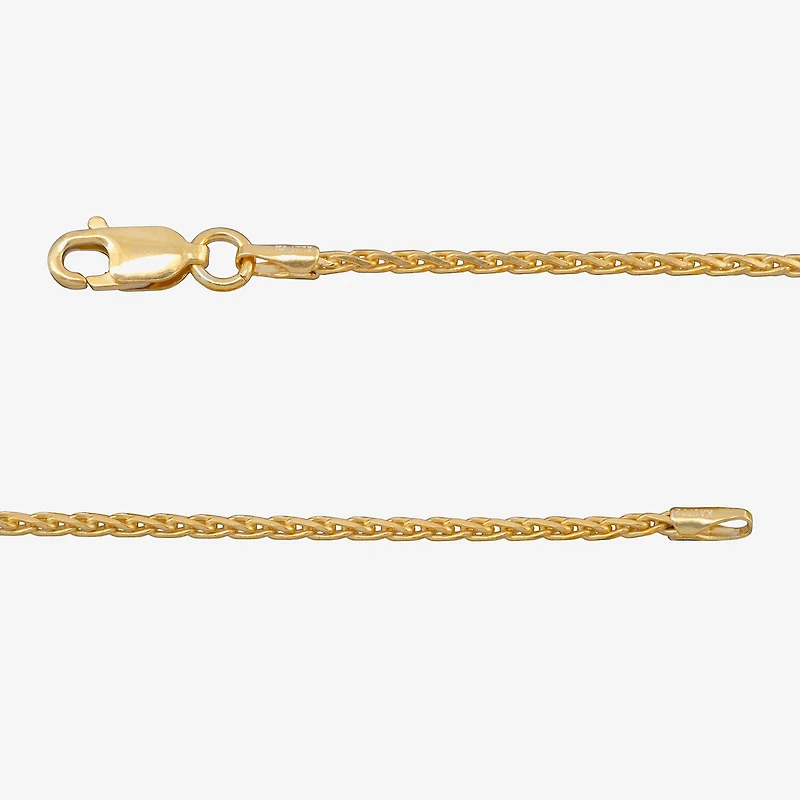 Made in Italy Womens 24K Gold Over Silver 18 Inch Wheat Chain Necklace