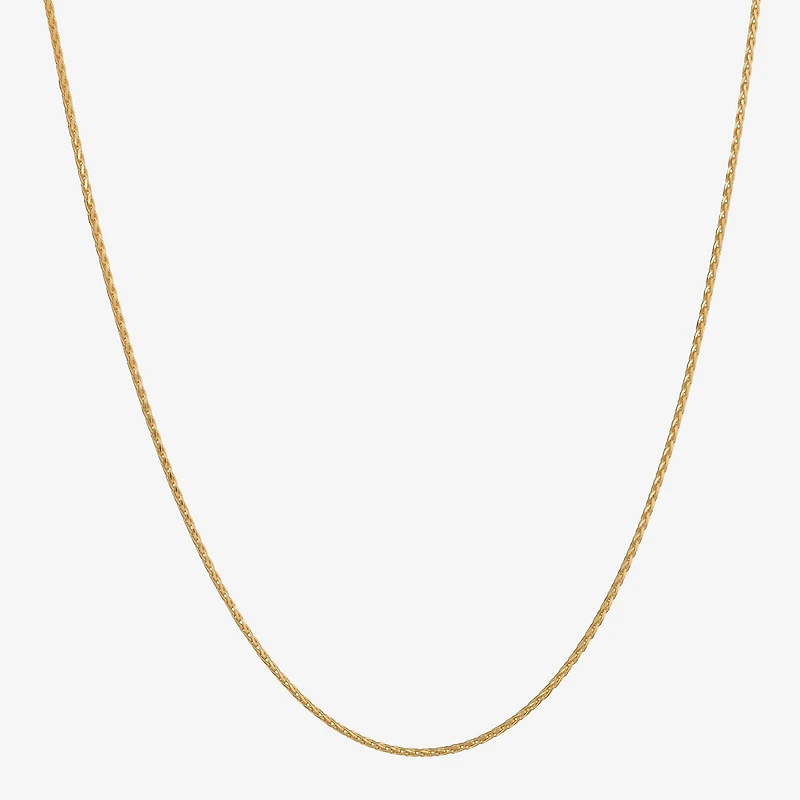 Made in Italy Womens 24K Gold Over Silver 18 Inch Wheat Chain Necklace