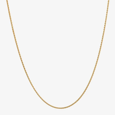 Made in Italy Womens 24K Gold Over Silver 18 Inch Wheat Chain Necklace