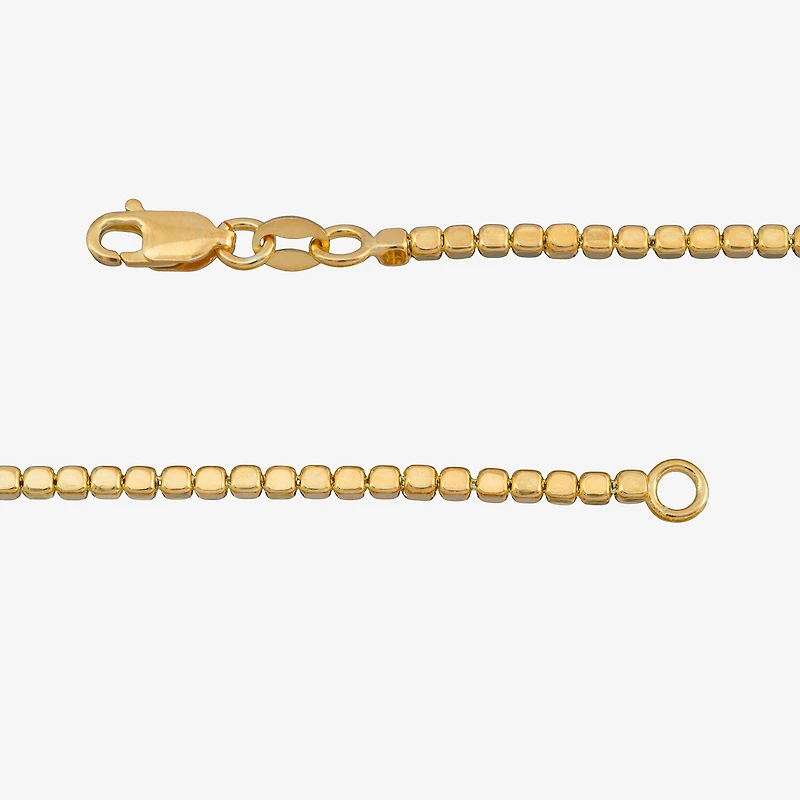 Made in Italy Womens 24K Gold Over Silver 7.5 Inch Semisolid Link Chain Bracelet