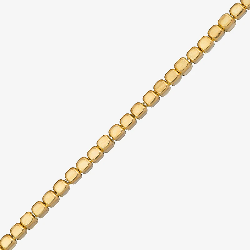Made in Italy Womens 24K Gold Over Silver 7.5 Inch Semisolid Link Chain Bracelet
