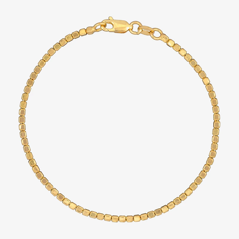 Made in Italy Womens 24K Gold Over Silver 7.5 Inch Semisolid Link Chain Bracelet
