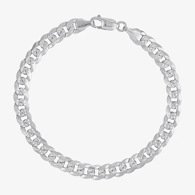 Made in Italy Mens Sterling Silver 8 1/2 Inch Solid Curb Chain Bracelet