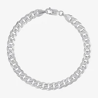 Made in Italy Mens Sterling Silver 8 1/2 Inch Solid Curb Chain Bracelet