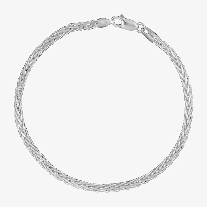 Made in Italy Mens Sterling Silver 8 1/2 Inch Solid Wheat Chain Bracelet
