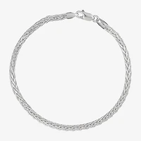 Made in Italy Mens Sterling Silver 8 1/2 Inch Solid Wheat Chain Bracelet