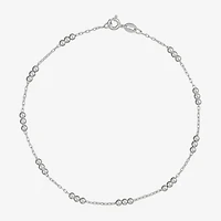 Made in Italy Womens Sterling Silver 9 Inch Solid Cable Ankle Bracelet