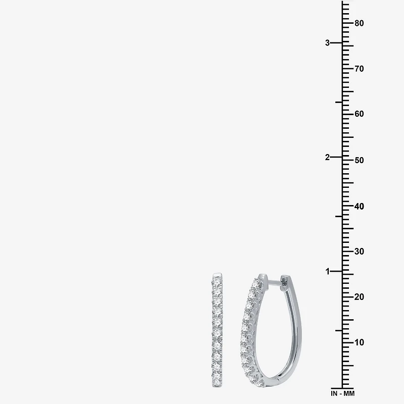 Womens 1 CT. T.W. Lab Grown White Diamond Sterling Silver 24.7mm Oval Hoop Earrings