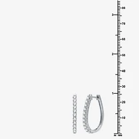 Womens 1 CT. T.W. Lab Grown White Diamond Sterling Silver 24.7mm Oval Hoop Earrings