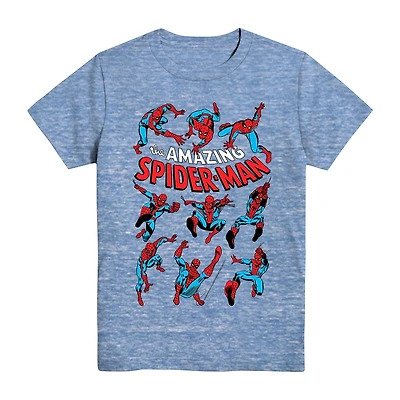Disney Collection Little & Big Kid Boys Crew Neck Short Sleeve Regular Fit Marvel Spiderman Graphic T-Shirt