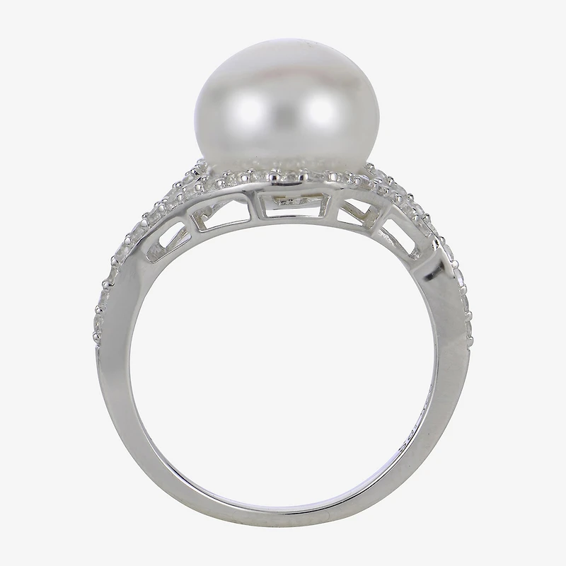 Cultured Freshwater Pearl & Lab-Created Sapphire Ring