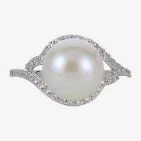 Cultured Freshwater Pearl & Lab-Created Sapphire Ring 