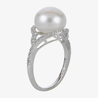 Cultured Freshwater Pearl & Lab-Created Sapphire Ring 