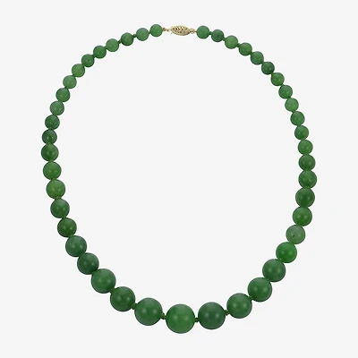 14K Gold Jade Graduated Bead Necklace