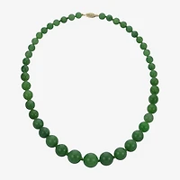 14K Gold Jade Graduated Bead Necklace