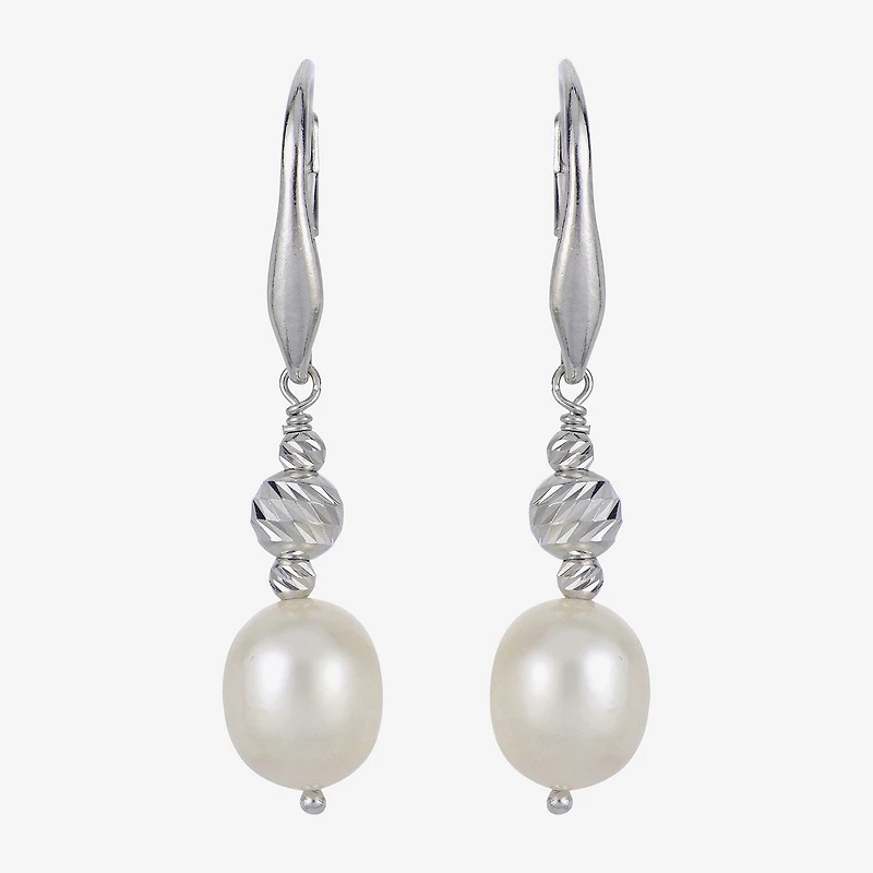 Womens Dyed Cultured Freshwater Pearl Sterling Silver Drop Earrings