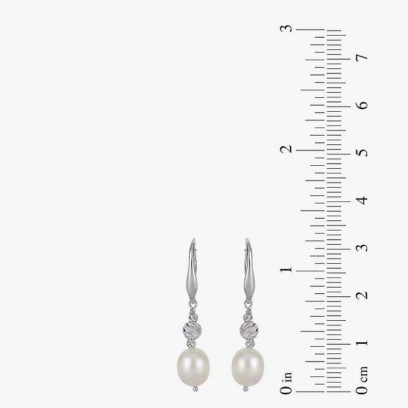 Womens Dyed Cultured Freshwater Pearl Sterling Silver Drop Earrings