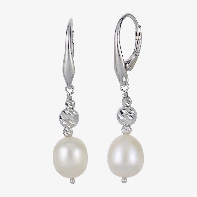 Womens Dyed Cultured Freshwater Pearl Sterling Silver Drop Earrings