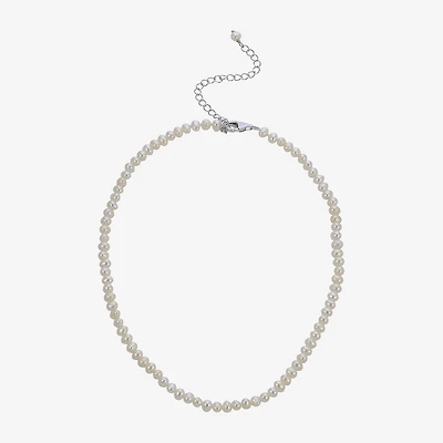Womens White Sterling Silver 13 Inch Strand Necklace