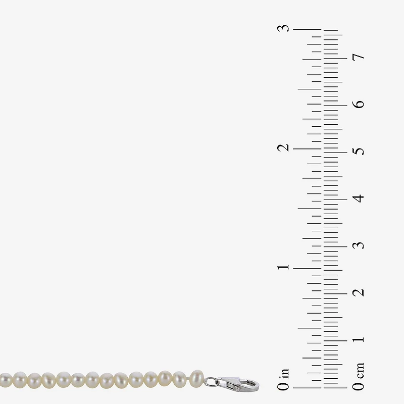 Womens White Sterling Silver 13 Inch Strand Necklace